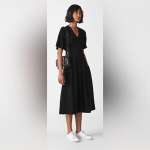 Whistles Women's Black Naya Button Detail Midi Dress Size 8‎